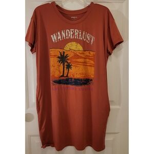 JOYSPOON Wanderlust Graphic Tunic Dress S M Desert Palm Tree Adventure Awaits